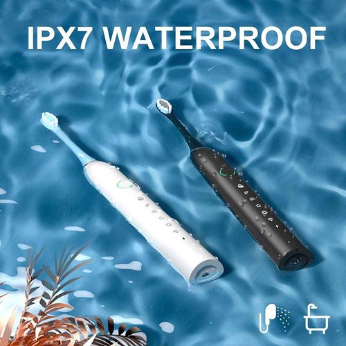 SUNPRO 2 Pack Sonic Electric Toothbrush for Adults, 6 Modes 42000vpm, Smart Timer, 8 Heads (Black+White)