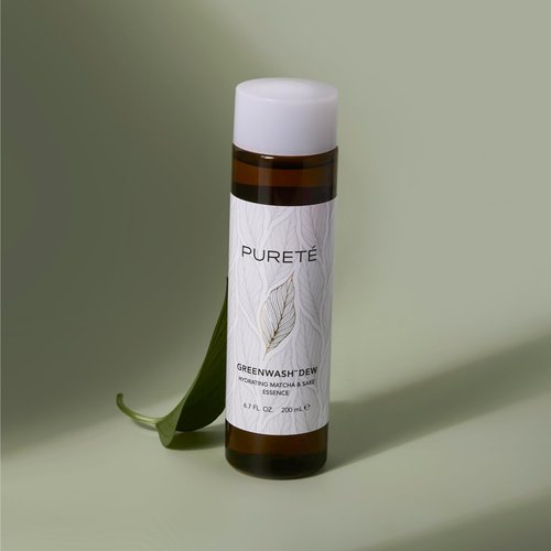 Pureté Greenwash Dew Essence infused with ECOCERT Matcha & Fermented Sake | Anti-Oxidant Hydrating Treatment Toner for Post-Cleansed Skin | Made in Japan | 6.7 oz.