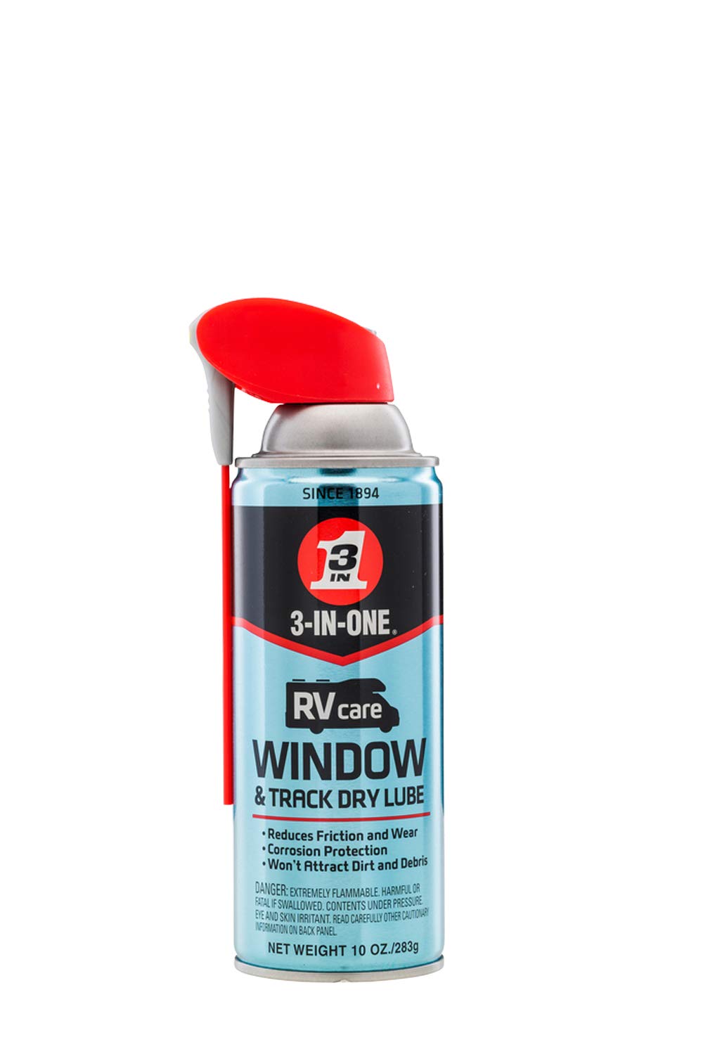 3-IN-ONE RVcare Window & Track Dry Lube with SMART STRAW SPRAYS 2 WAYS, 10 OZ [6-Pack]