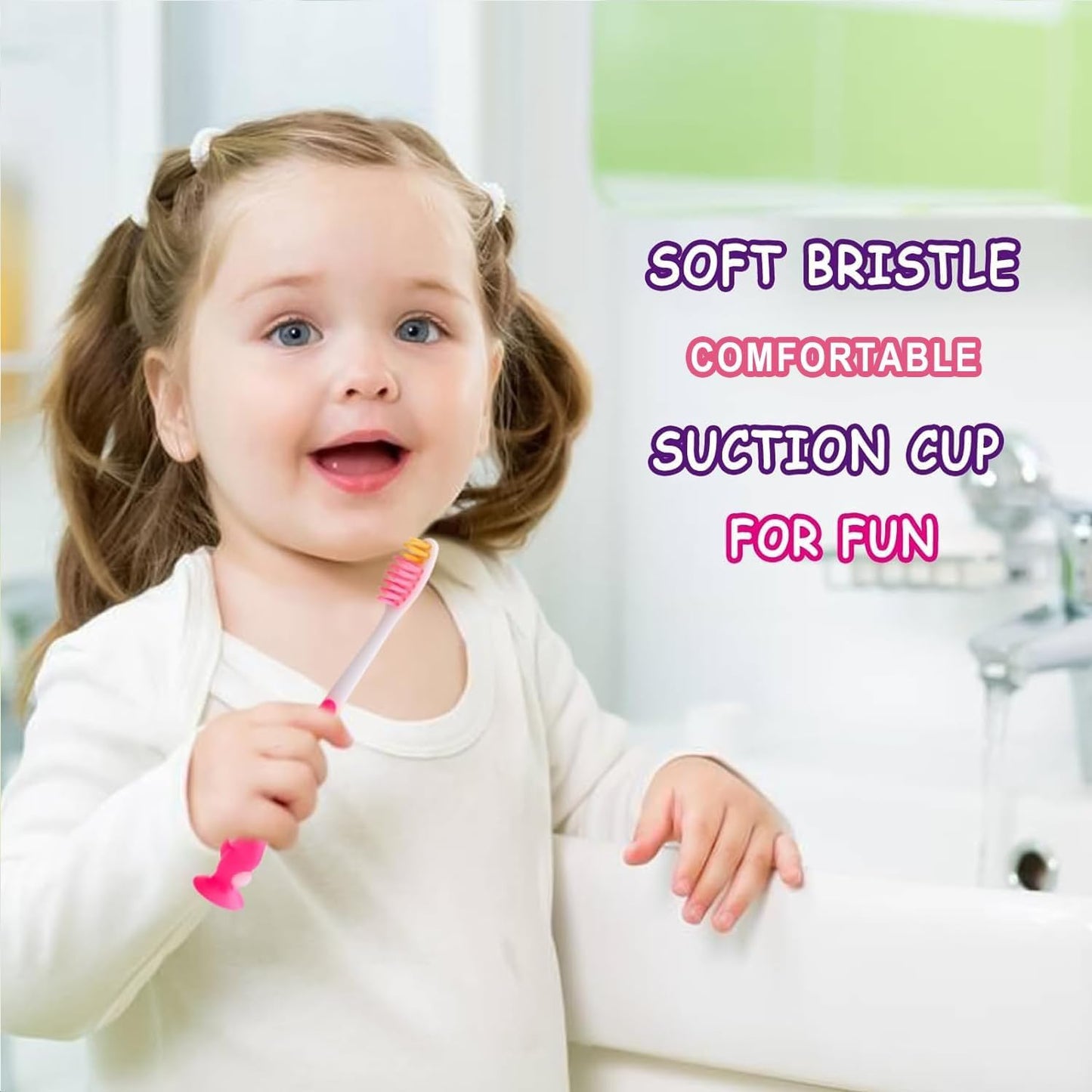 Gisdo 500 pcs Toddler Toothbrush Kids Toothbrush Individually Wrapped Toothbrushes for Age 2+ Children Toothbrush Set Soft Bristles Boys Girls Colorful Toothbrush with Suction Cup