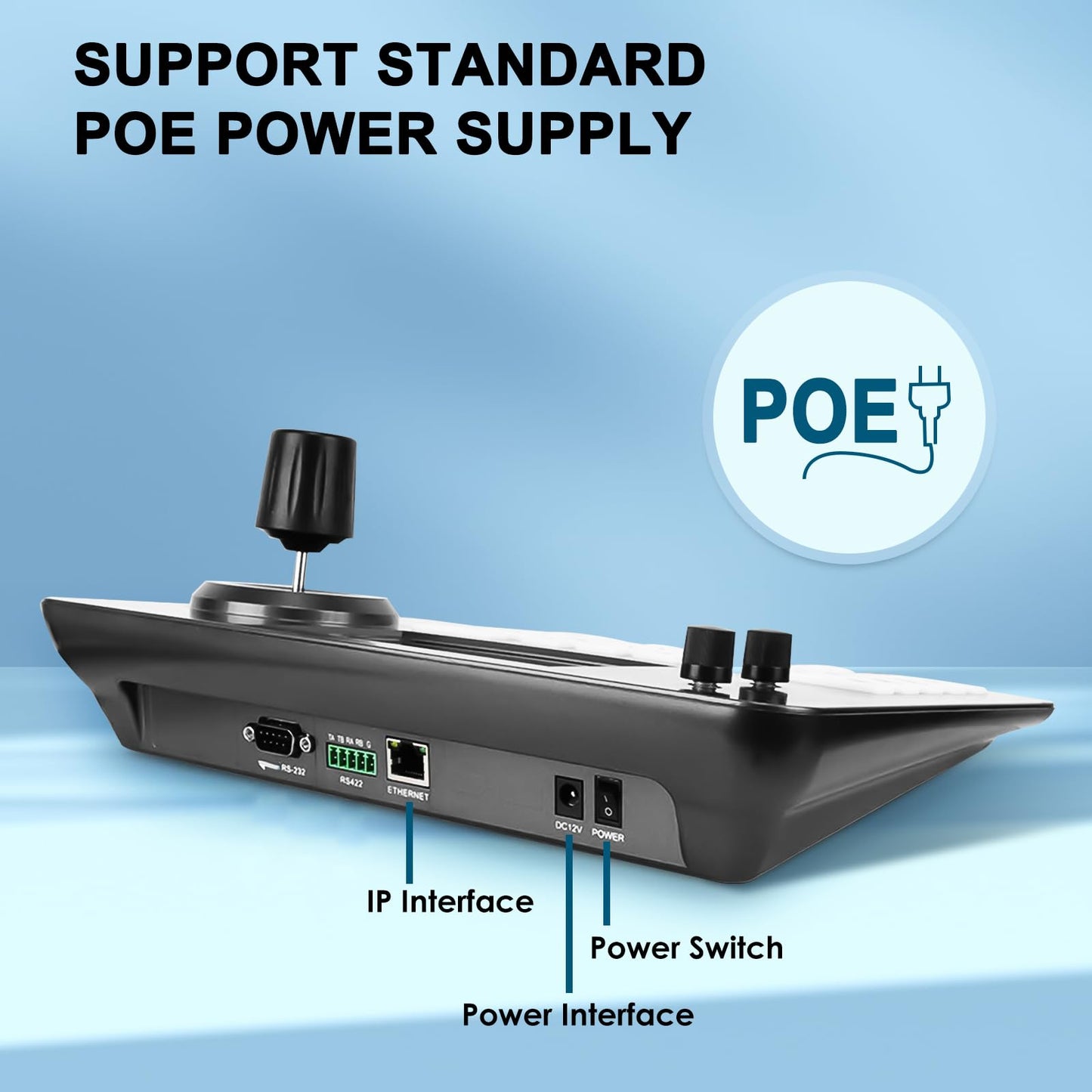 ADKIDO PTZ Controller,Camera Controller POE Network 4D Joystick Decoding Keyboard with 5 Inch LCD Screen Compatible with Dome IP Camera