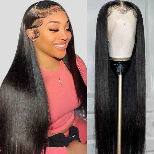 bb face 30 Inch 13x6 Lace Front Wigs Human Hair Pre Plucked 180 Density Straight HD Lace Front Human Hair Wigs for Black Women Glueless 13x6 Lace Frontal Wigs Wet and Wavy