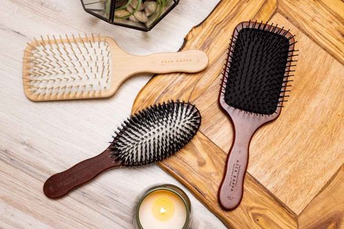 ACCA KAPPA Natural Paddle Hair Brush Wooden Pins Beechwood Anti-Static Scalp-Massage Detangler