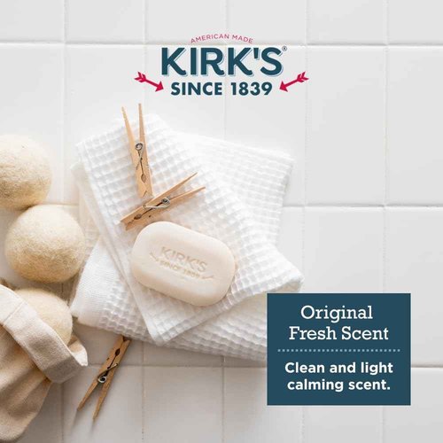 Kirk's Castile Bar Soap for Men, Women & Children - Made with Premium Coconut Oil, Sensitive Skin Formula, Vegan, Non GMO, Original Fresh Scent, 4 oz. Bars, 48 Pack