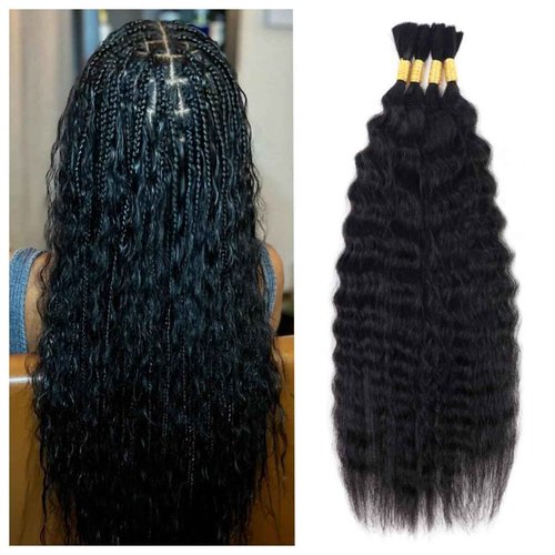 Wet and Wavy Human Braiding Hair Super Wave Bulk Hair For Braiding No Weft 100g (1Pack-4PCS) Super French Human Braiding Hair For Boho Braids (Super Wave（#1b）, 24 Inch)