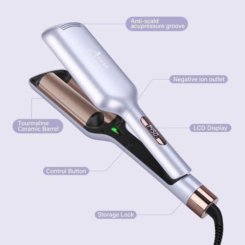 One Step Hair Dryer & Volumizing Hot Air Brush and Twins Mermaid Hair Waver,Anti-Scald Hair Crimper Bundle