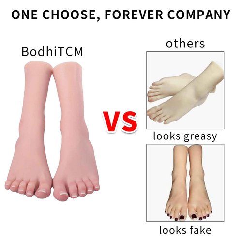 BodhiTCM Realistic Silicone Female Model Feet Life Size Jewelry Display Tattoo Practice Art Collection with Nails (Left foot-with skeleton, Brown)