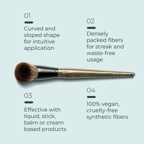 Rose and Ben Beauty C41 Blush Brush & C42 Foundation Brush Bundle | Professional Tools for Flawless Liquid, Cream, Pressed & Powder Application | Angled, Streak-Free, Cruelty-Free