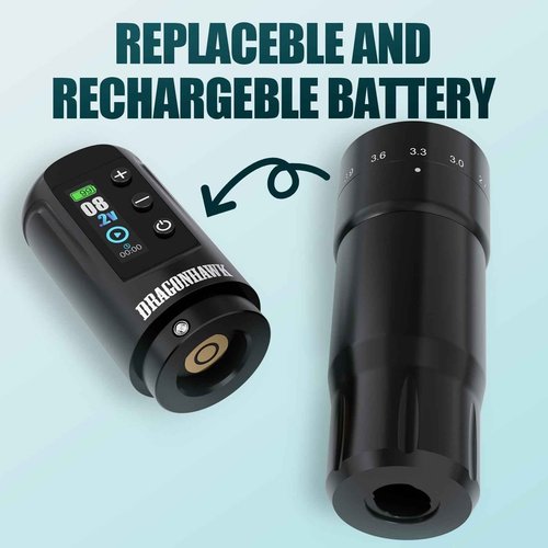 Dragonhawk Beginner Tattoo Kit Atom2 Pro Cordless Tattoo Gun Machine Pen Complete Tattoo Kit 7 Strokes 2.4-4.2mm