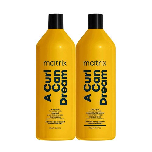 Matrix A Curl Can Dream Deep Cleansing Shampoo and Rich Hair Mask Set | Clarifying Shampoo, Removes Build Up | For Curly & Coily Hair | Paraben Free | Manuka Honey | Packaging May Vary | 33.8 Fl. Oz.
