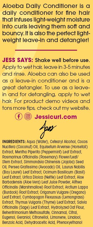Jessicurl Aloeba Daily Conditioner for Curly Hair, No Fragrance Added, 32 Fl Oz Leave In Conditioner and Detangler for Fine Hair