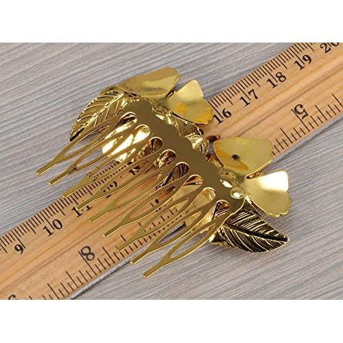 Alilang Golden Silvery Tone Metal Vintage Floral Rose Leaf Hair Pin Clip Comb