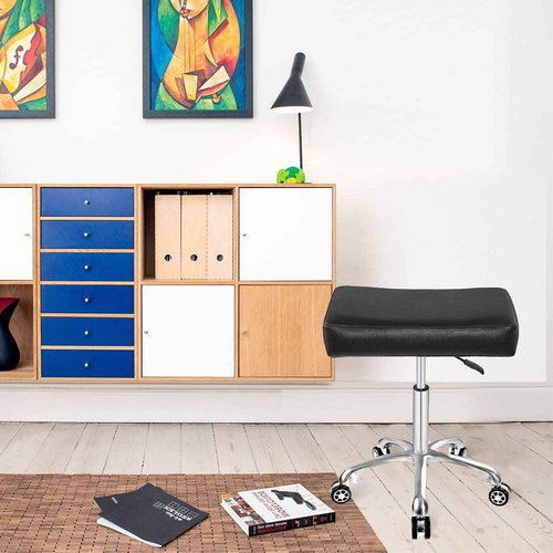 Antlu Adjustable Rolling Swivel Stool Chair for Massage Office Tattoo Kitchen, Work Heavy Duty Hydraulic Stool with Wheels (Black)