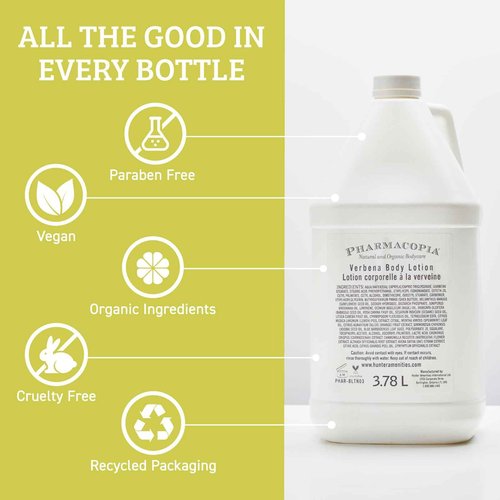 Pharmacopia Hotel Verbena Body Lotion – Moisturizing Aromatherapy Body Cream with Natural & Organic Ingredients – Vegan, Cruelty Free, Aromatic Moisturizer, 128 oz