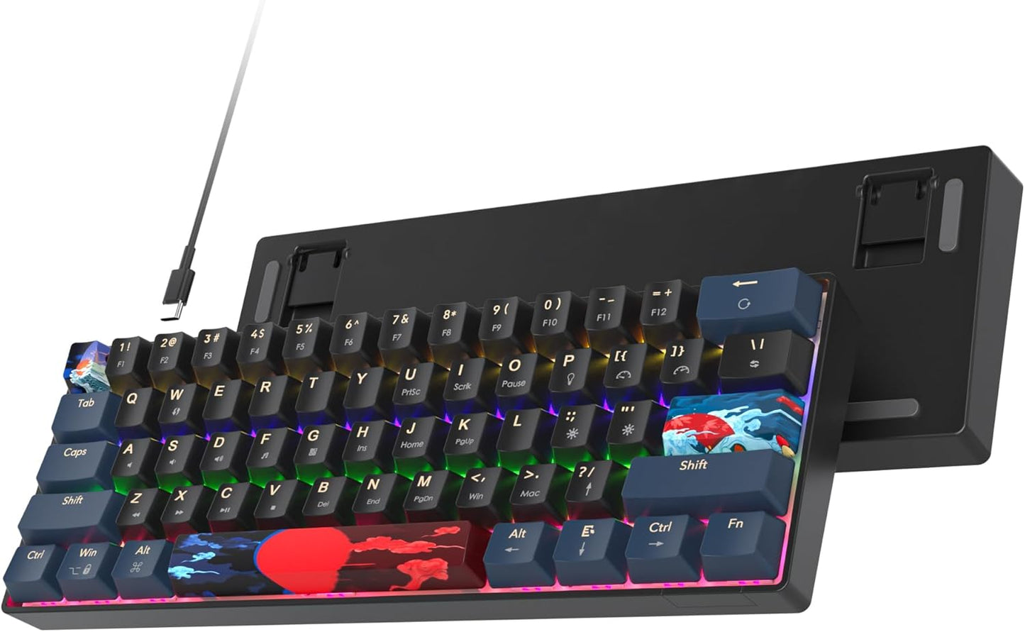 60 Percent Gaming Keyboard 61 Keys Wired Mechanical Keyboard Ultra Compact Key Board Red Switch LED Backlit for Windows Laptop Gamer