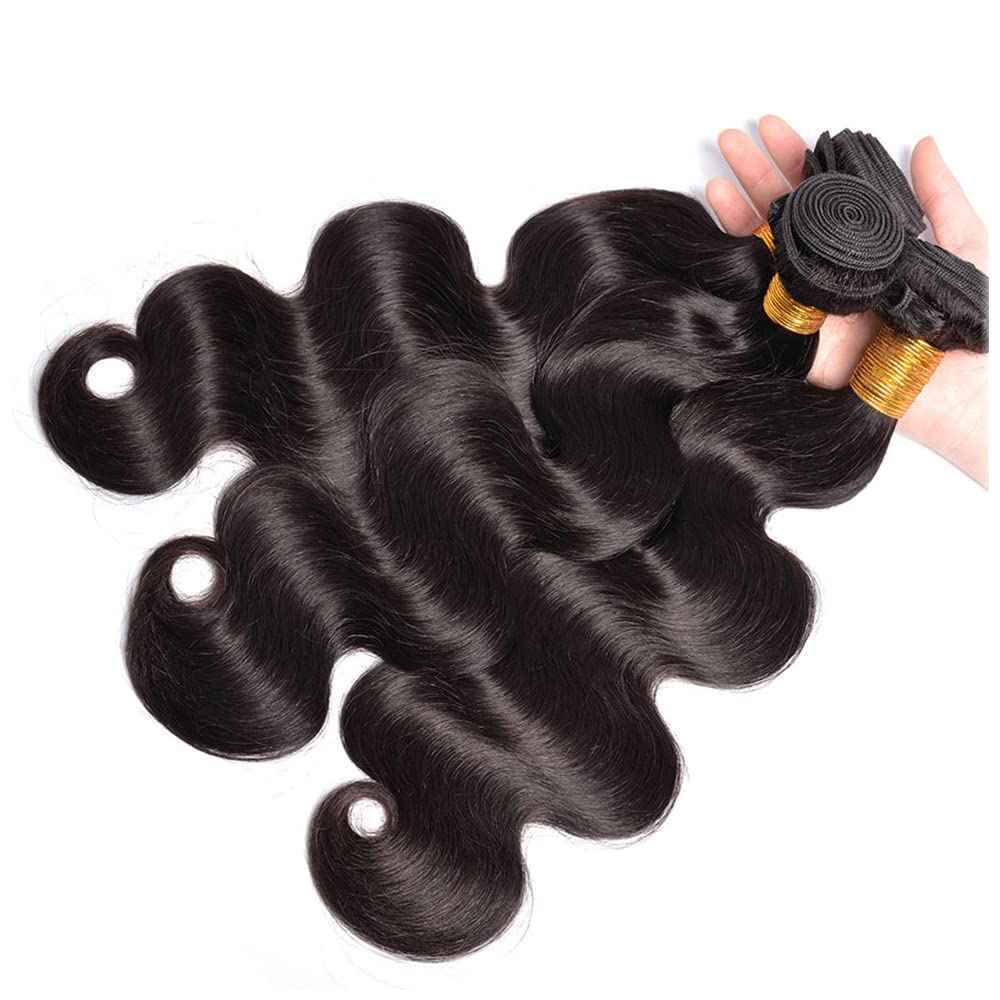 30 30 30 Inch Human Hair Bundles Natural Black Color Body Wave Bundles Unprocessed Brazilian Virgin Hair 3 Bundles Color #1B Body Wave Bundles Human Hair Extensions