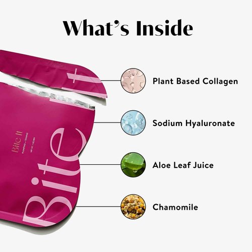 BAWDY Bite It 4 Pack - Plant Based Collagen Butt Mask - Hydrating + Toning Beauty Treatment - 2 Sheets, One for Each Cheek - Clean Beauty for Your Butt (4 Single Use Masks)