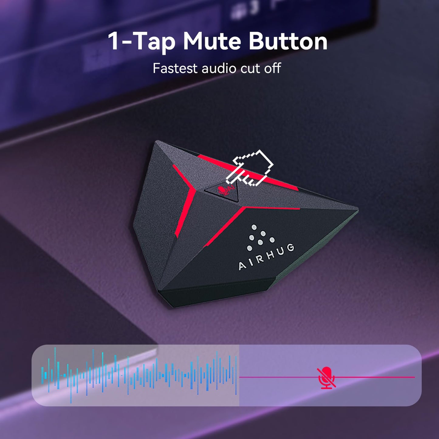 AIRHUG USB Gaming Microphone, One-Touch Mute Button with LED Indicator, AI Noise Reduction, Condenser Microphone for PC, Plug & Play Omnidirectional for Streaming, Twitch, Discord, Mac, Laptop