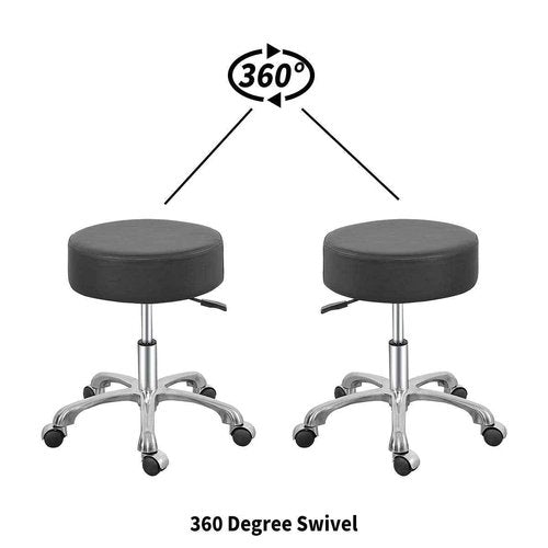 Lilfurni Swivel Rolling Stool Round Chair,Thick Sturdy Padding,Adjustable Stool with Wheels for Doctor,Medical,Massage Salon,Office,Shop(Black) (no Back, Black)