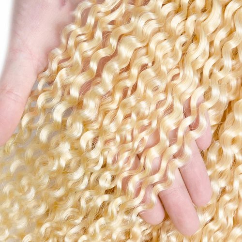 Blonde Bundles Human Hair 613 Kinky Curly Bundles 14 16 18 Inch Grade 8A Brazilian Virgin Hair Extensions Blonde Curly Bundle