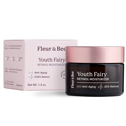 FLEUR & BEE Retinol Moisturizer | Clean, 100% Vegan | Anti Aging Cream, Retinol Cream for Face, Best for Night and Day, For Women and Men | Youth Fairy 1.5 oz
