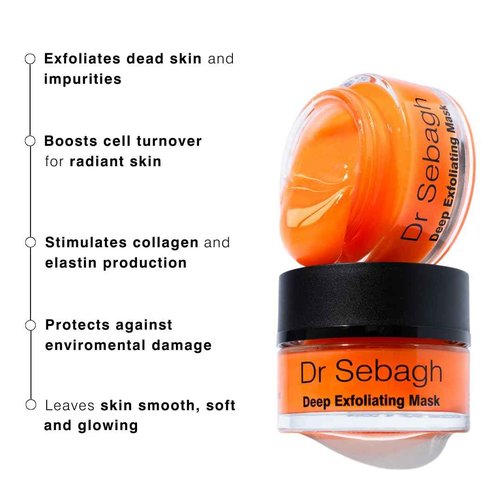 Dr Sebagh Deep Exfoliating Mask (1.7 fl oz) - Lactic Acid Exfoliating Face & Pore Cleansing - Azelaic Acid Detox for Clogged Pores Treatment - Anti-Aging Skin Mask for Radiance