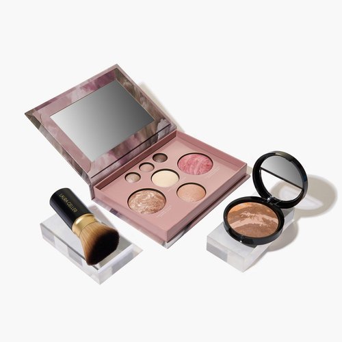 LAURA GELLER NEW YORK Baked Starter Kit: Baked Balance-n-Brighten Powder Foundation, Tan and Best of the Best Palette Blush Bronzer Highlighter Eyeshadow and Retractable Kabuki Brush