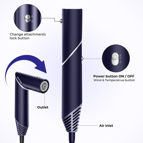 6 in 1 Blow Dryer Brush, Hair Dryer with Diffuser for Curly Hair, Negative Ionic Hair Dryer Brush Set, Air Curling Iron Air Styler, Brush Blow Dryer Straight, Volumize, Drying Hair Styling Tool