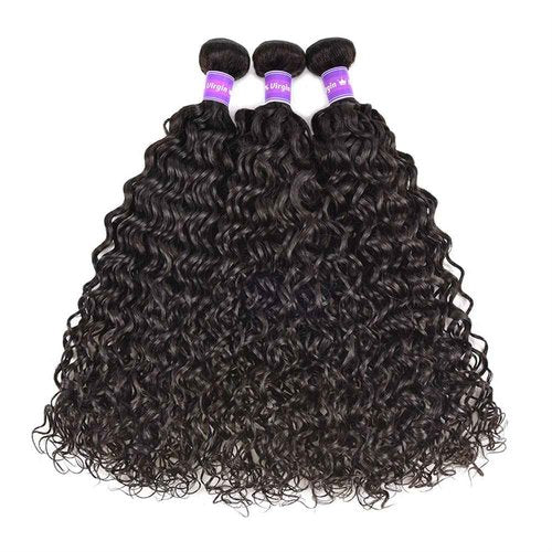 Water Curly Human Hair 3 Bundles (12 14 16 Inch)100% Unprocessed Brazilian Water Wave Human Hair Weaves Remy Virgin Hair Weft for Black Women Natural Color