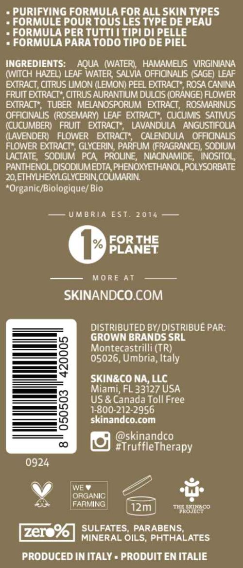 SKIN&CO Truffle Therapy Love at First Swipe | 2-Pc Skincare Kit with Face Toner & Cleansing Oil | Hydrating, Makeup-Removing, Pore-Refining Duo for Brighter, Glowing Skin | All-Natural & Made in Italy