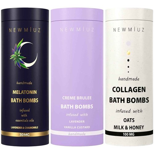 Melatonin Deep Sleep Bubble Bath Bombs Lavender Chamomile Vanilla Pack of 3 Perfect for Gifting Birthday Christmas