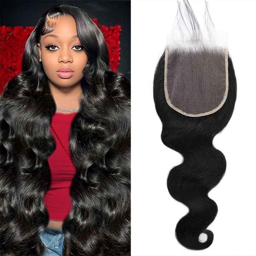 5x5 Lace Closure Body Wave HD Lace Closure Pre Plucked 100% Brazilian Virgin Human Hair Extensions for Black Women with Baby Hair Free Part Natural Color 18 Inch