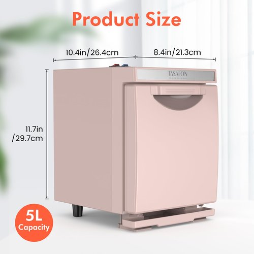TASALON 5L Towel Warmer Hot Cabinet Box, Aluminum Inner Chamber, Removable Tray, Fast Heating for Beauty Spa Salon Massage - Pink