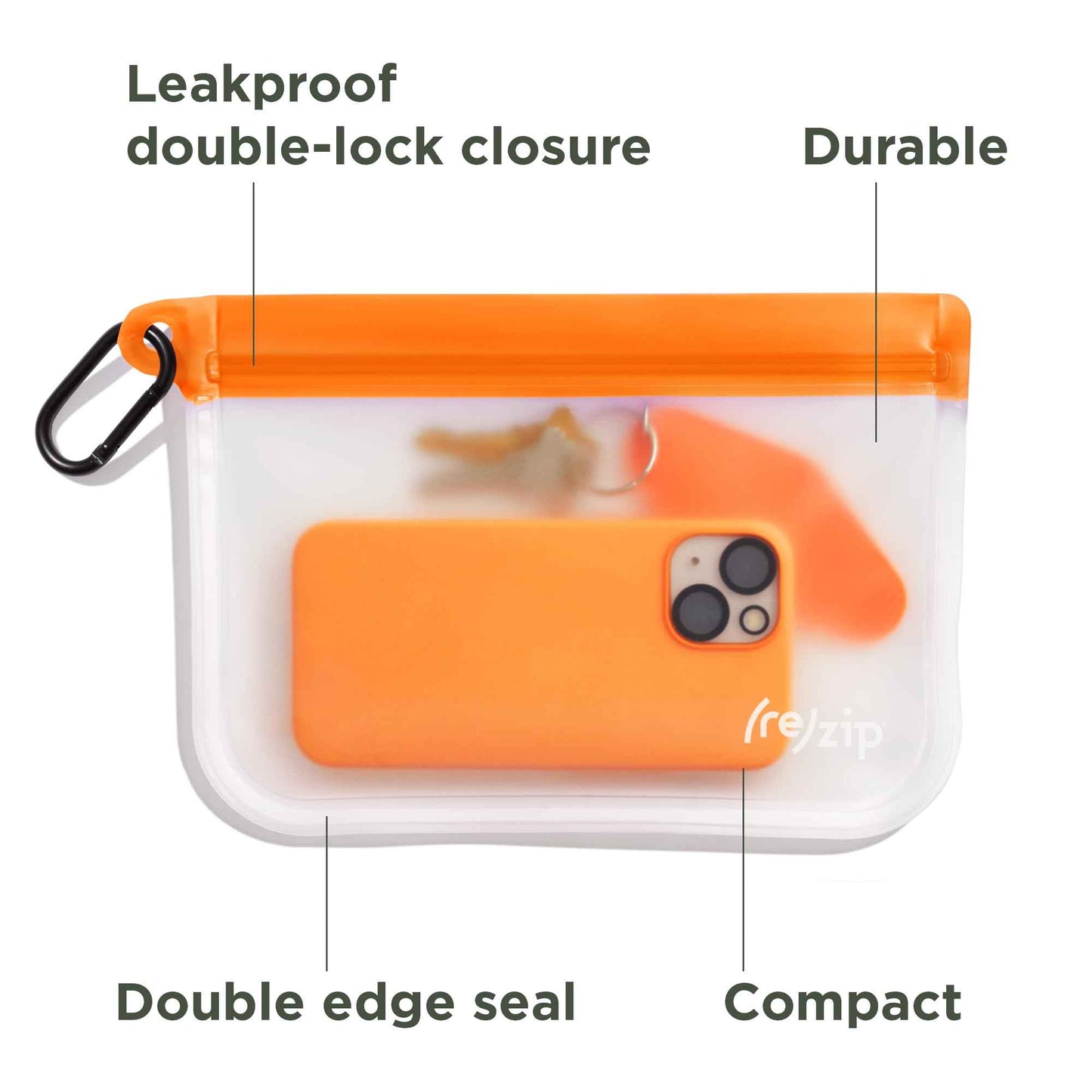 (re)zip Zippered Travel Organization Kit | 9-Piece Set Including Zippered Gallon, Medium, & Small Bags, and Carbiner Clip-On Bags | Compact & Lightweight for Snacks, Documents, Toiletries, & More