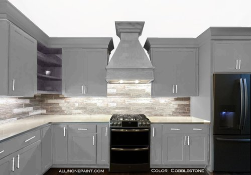 ALL-IN-ONE Paint, Durable cabinet and furniture paint. Built in primer and top coat, no sanding needed. Includes our 30 featured color card - Cobblestone (gray), 8oz Sample
