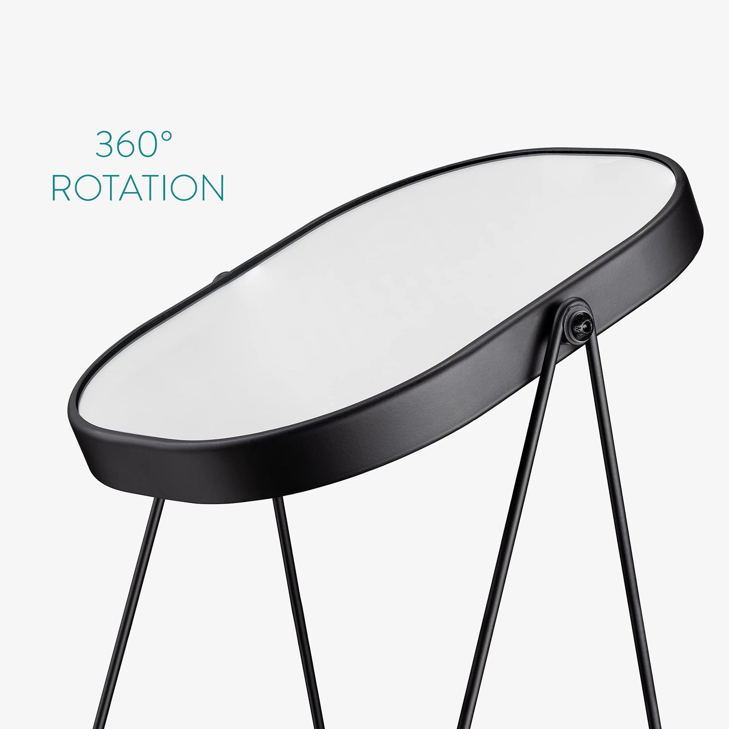 Navaris Vanity Mirror with Tray - Table Top Mirror with Metal Stand and Storage - 7" x 9" Mirror Size - For Makeup, Tabletop, Desk - Black Finish