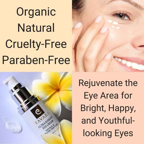 Eavara Organic Anti Aging Eye Cream for Dark Circles and Puffiness, Natural Under Eye Serum with Hyaluronic Acid, Jojoba Oil, Vitamin E, and Aloe Vera, Helps Reduce Fine Lines & Wrinkles (Pack of 2)