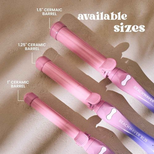 The Beachwaver Co. Beachwaver B1.25 Rotating Curling Iron - Pink Sunset | Automatic 1.25 Inch Ceramic Curling Iron | Auto-Shut Off, Travel-Friendly, Dual Voltage | B-Series (BW17SS)