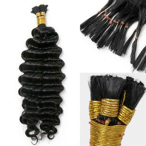 Pre-Divided Deep Wave Double Drawn Human Hair For Boho Braids Curly Bulk Human Hair No Weft For Braiding Human Hair Extensions 20inch 200g