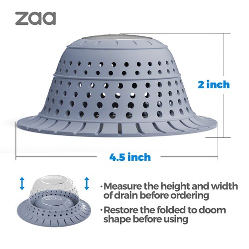 zaa Bathtub Drain Hair Catcher, Premium Silicone Collapsible 2 Pack Drain Protector for Pop-Up & Regular Drains of Shower, Bathtub, Tub, Bathroom, Sink, Blue