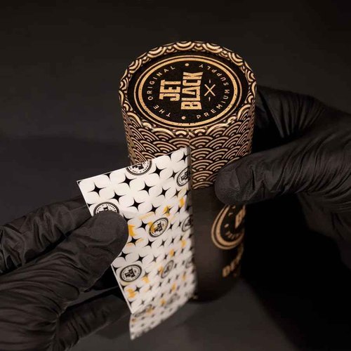 Jet Black Derm Film Tattoo Aftercare Wrap (10" x 8 yd) – Breathable Waterproof Adhesive Bandage with Triple-Score Backing, Easy-Dispense Tube, Hypoallergenic Tattoo Healing Film