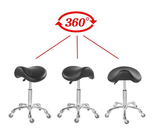 Antlu Saddle Stool Chair for Massage Clinic Spa Salon Cutting, Saddle Rolling Stool with Wheels Adjustable Height (Black)