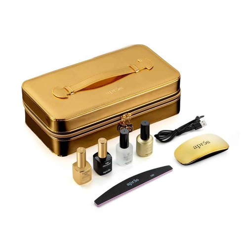 Chaun Legend x Apres Gel-X Kit Professional Starter Kit with PH Bonder, Non-Acidic Gel Primer, Soak Off Extend Gel, Non-Wipe Top Gelcoat, LED Light, Grit Emery Board