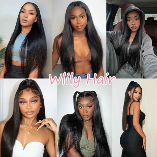 Straight Bundles Human Hair 26 28 30 Inch 3 Bundles Straight Hair 10A Double Weft Hair Extensions for Women 100% Unprocessed Virgin Human Hair Natural Black