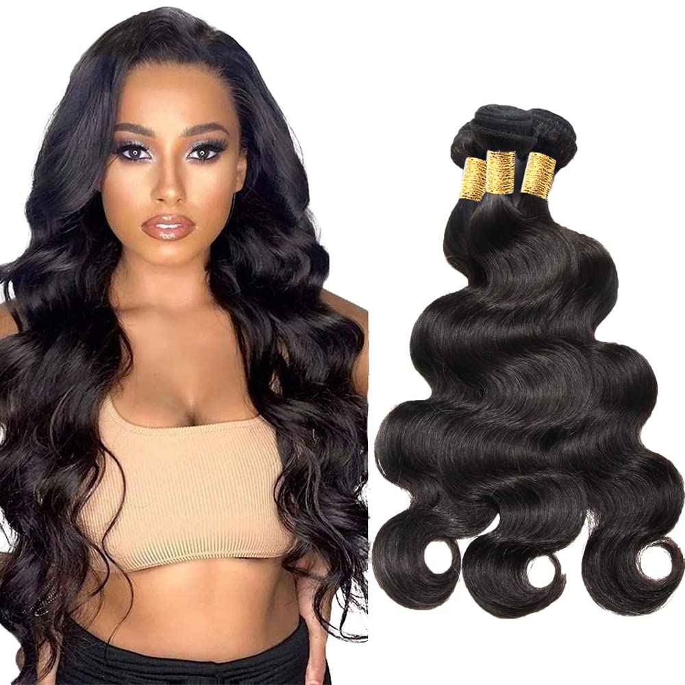 30 30 30 Inch Human Hair Bundles Color 1B Body Wave Hair Weave Unprocessed Brazilian Virgin Hair Extensions Double Weft Real Natural Black Hair Weave