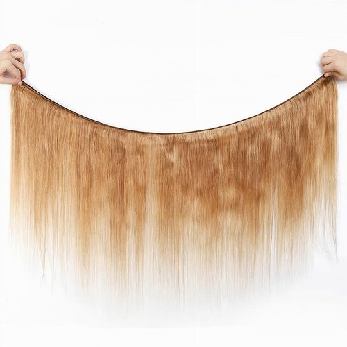 Wahairse Human Hair Bundles 26 28 30 Inch Straight 27# Color Human Hair Unprocessed Brazilian Virgin 3 Bundles Quick Weave Human Hair Extensions (27# Straight, 26 28 30)