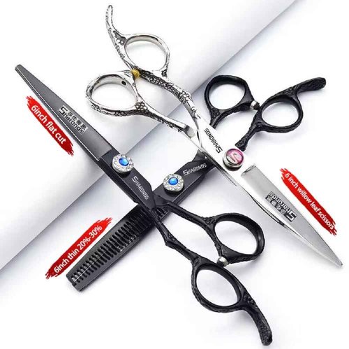 Hairdresser Professional Left-Handed Scissors Set - 6.0 Inch Hair Sparse Scissors - 440C (3pc-A)