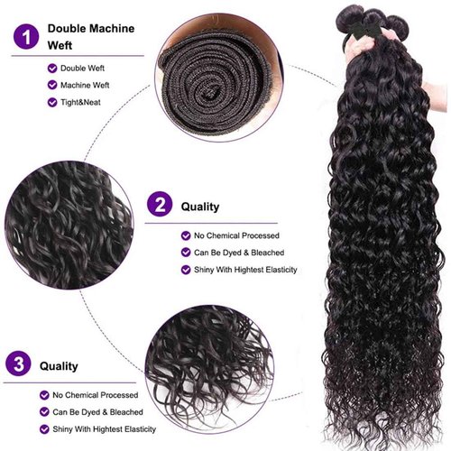 ZHENLISI Water Wave Bundles Human Hair 3 Bundles 10A Brazilian Unprocessed Virgin Human Hair Wet and Wavy Bundle Curly Weave Human Hair Extensions Natural Black 24 24 24 Inch