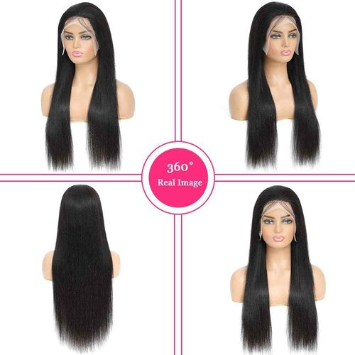CUMASE Straight Lace Front Wigs Human Hair Pre Plucked 13x4 Lace Wig Natural Color 30 Inch