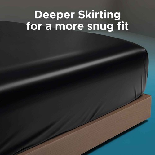 Black Vinyl Queen Waterproof Fitted Massage Bed Sheet with Side Pocket | Mattress Protector, Bed Cover for Nuru Massage - Oil, Water-Based, Silicone Safe | 60'' x 80'' + 15.7'' Deep Pocket